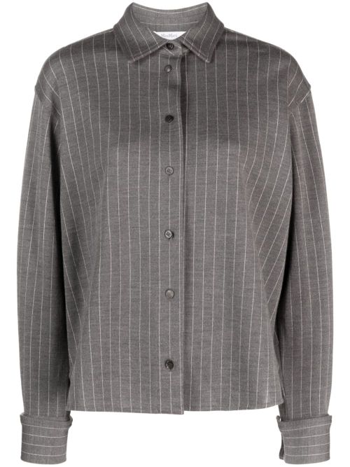 Pinstripe-print wool-blend shirt - Grey