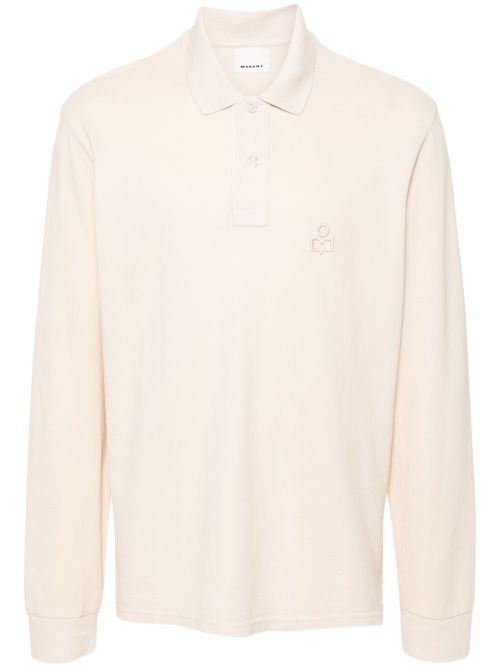 Logo-embroidered polo shirt - Neutrals