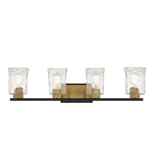 Sidney 4-Light Bathroom Vanity Light in Matte Black with Warm Brass Accent