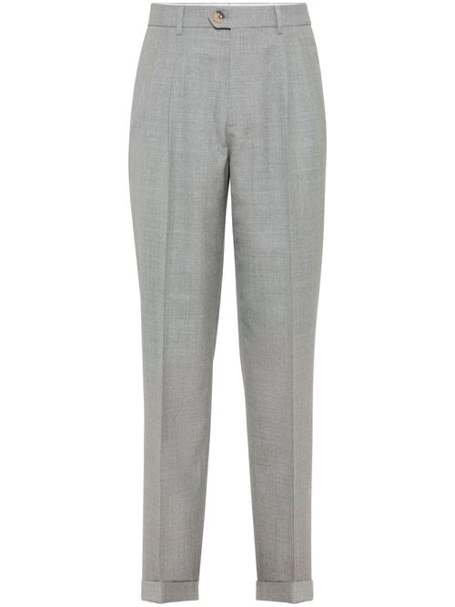 Pleat-detail tailored trousers - Grey