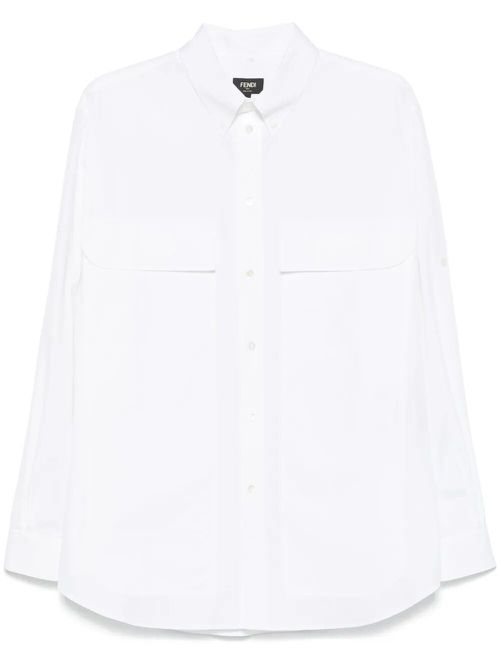 Topstitched Roma Lettering Cotton Shirt