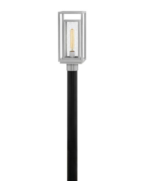 Satin Nickel LED Post Top or Pier Mount Lantern from the Republic Collection