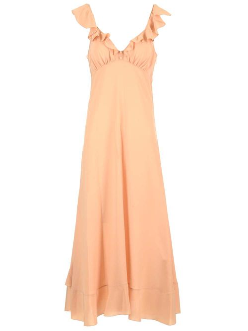 Long Dress Crepe De Chine Dresses Beige