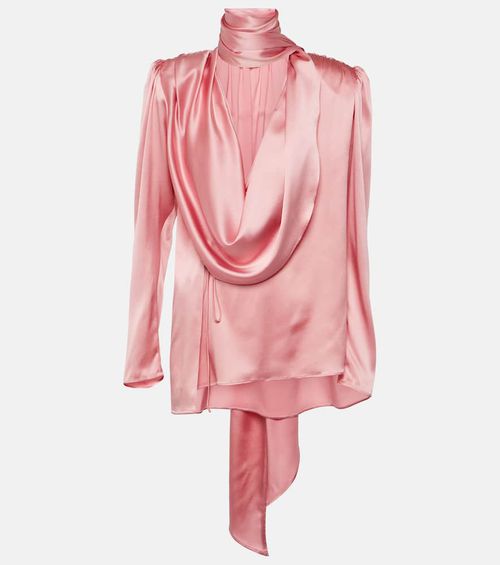 Cowl-neck silk blend top