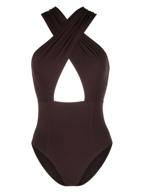 Keiran plunge-neck swimsuit - Brown