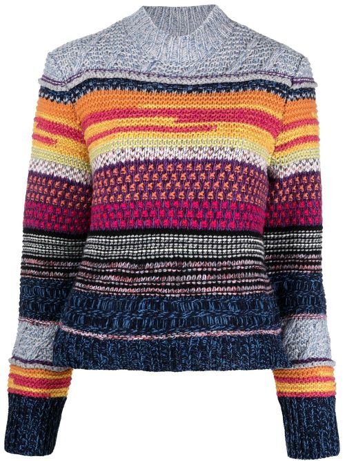 Striped mock neck jumper - Grey