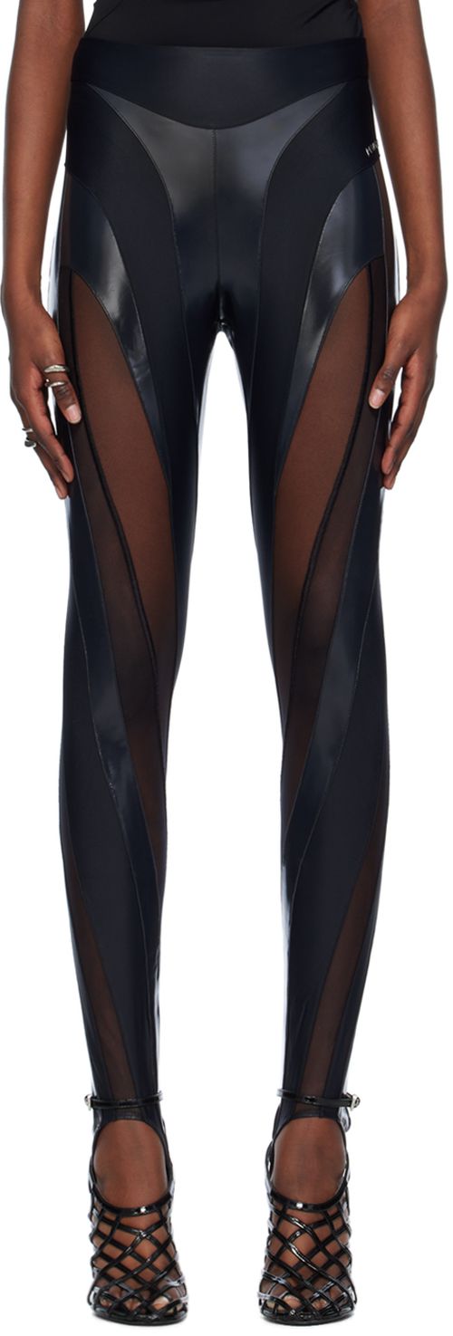Mugler Black Spiral Leggings