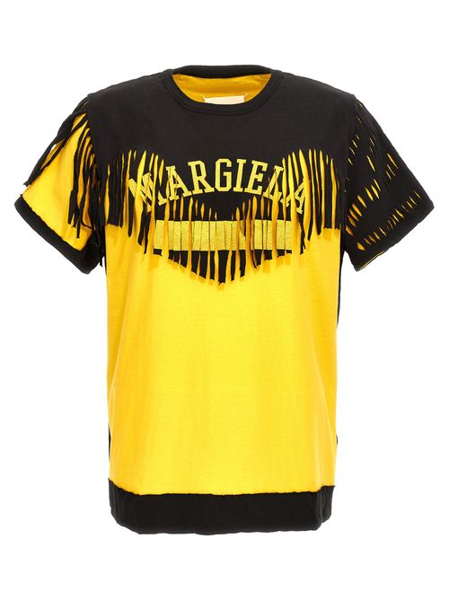 Bicolor Logo Fringe T-Shirt — Yellow