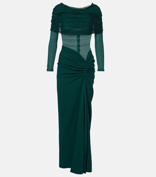 Sonora ruched silk tulle-trimmed maxi dress