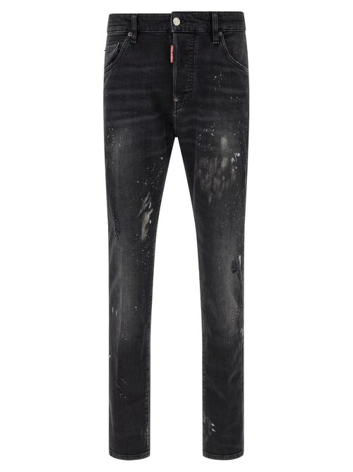 Splatter Paint Distressed Jeans — Black