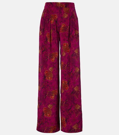 Aviva silk crêpe de chine wide-leg pants