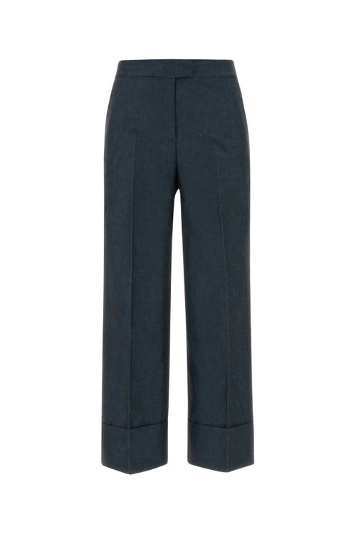 Cotton-Linen Trousers — Navy