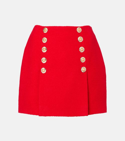 Pleated wool-blend miniskirt