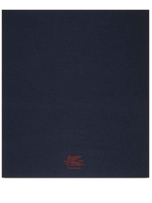 Pegaso-motif wool throw blanket - Blue