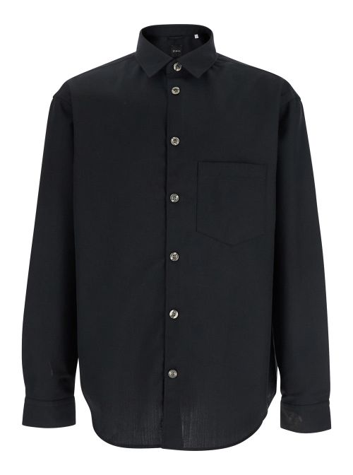 Virgin Wool Blend Shirt — Black