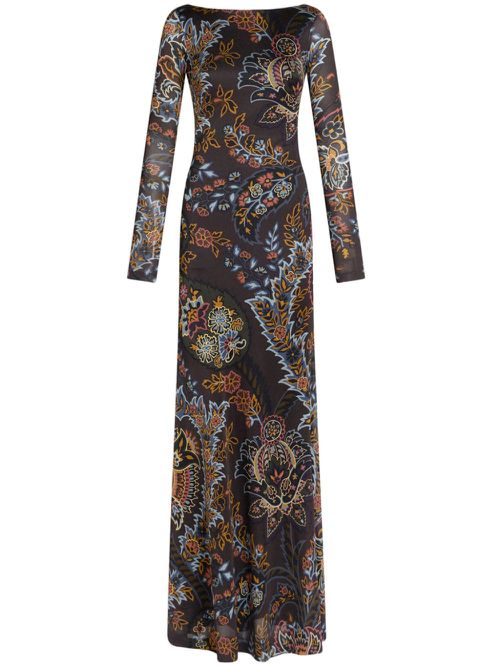 Paisley print maxi-dress - Black