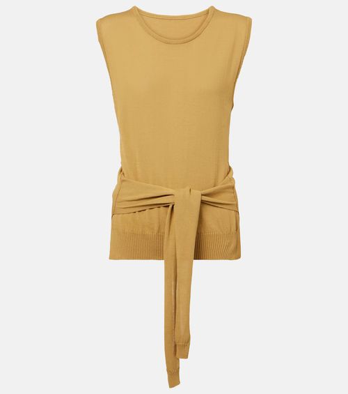 Knitted tie-detail cotton top