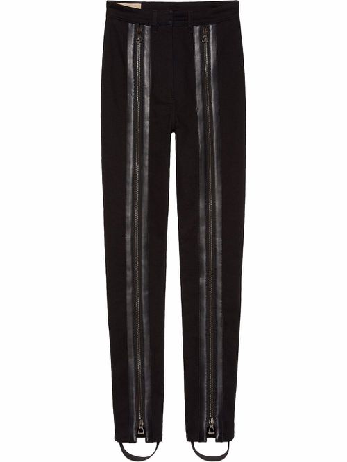 Zip-detail stirrup trousers - Black