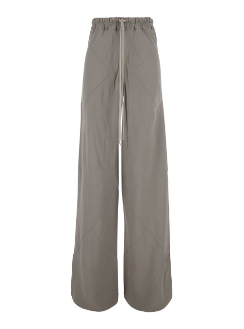 Diamond-Patterned Viscose Blend Trousers — Gray