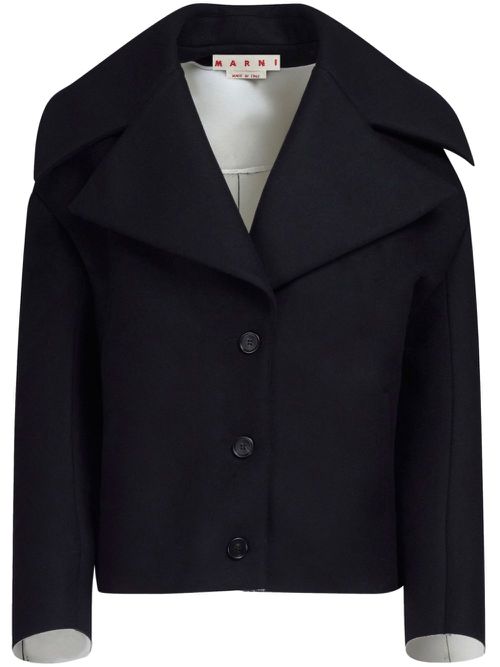 Notched-collar oversized jacket - Black