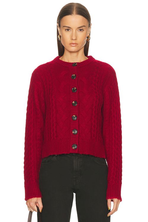 RE/DONE Cable Cardigan in Red
