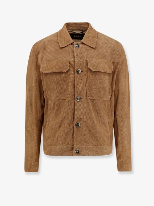 Perforated Suede Jacket — Beige