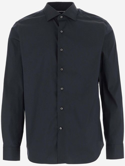 Navy Blue Long Sleeves Cotton Shirt