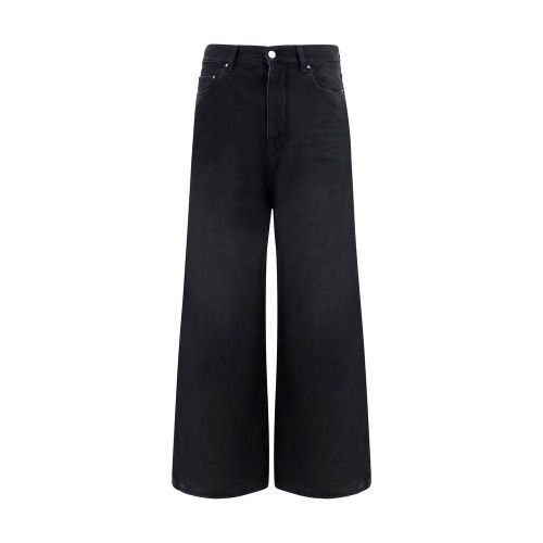 Wide-Leg Cotton Jeans — Black