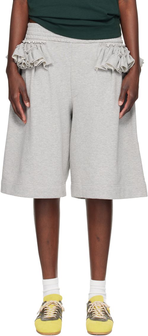Gray Loose Ruffled Shorts