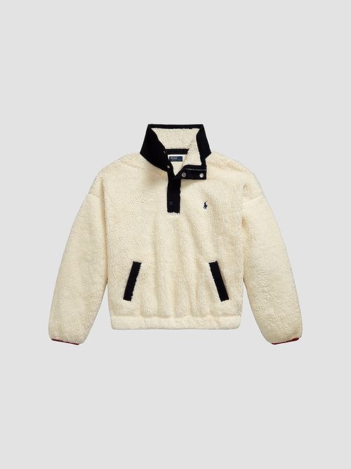 Women's Faux Sherpa Bomber Sweatshirt - Clubhouse Cream Multi