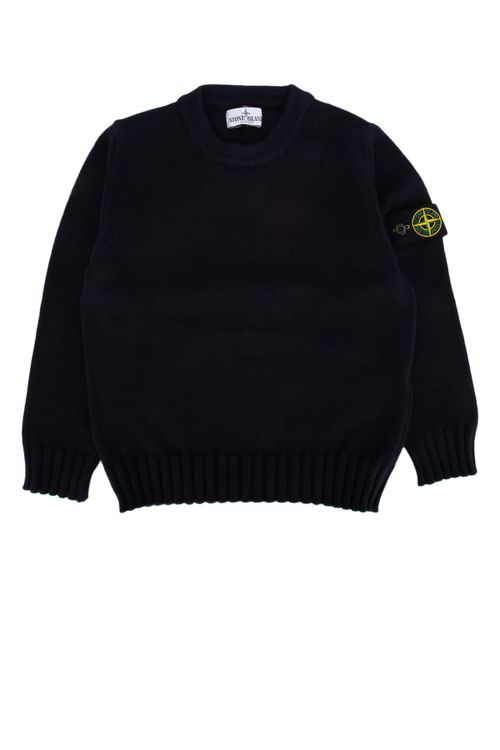 Logo-Patch Cotton Sweater — Navy