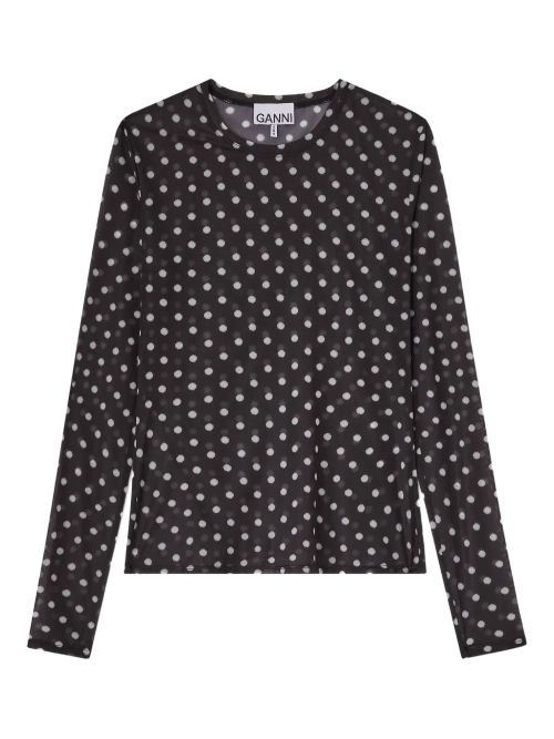 Sheer Round-Neck Long-Sleeve Top