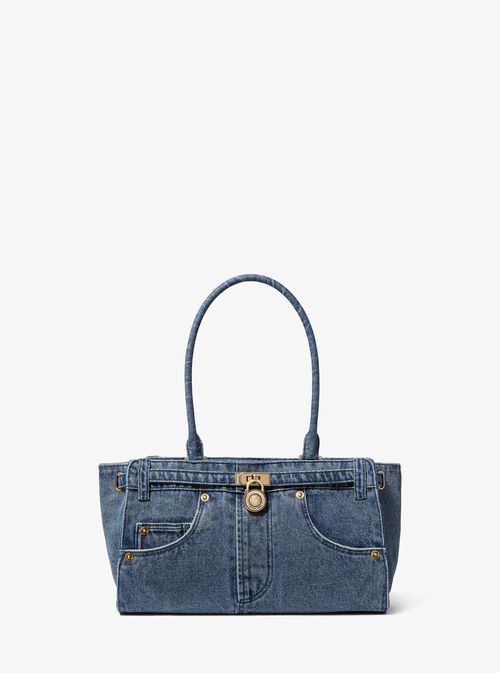 Michael Kors Hamilton Moderne Small Washed Denim Satchel in Blue - One Size by