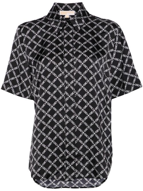 Logo-print satin shirt - Black