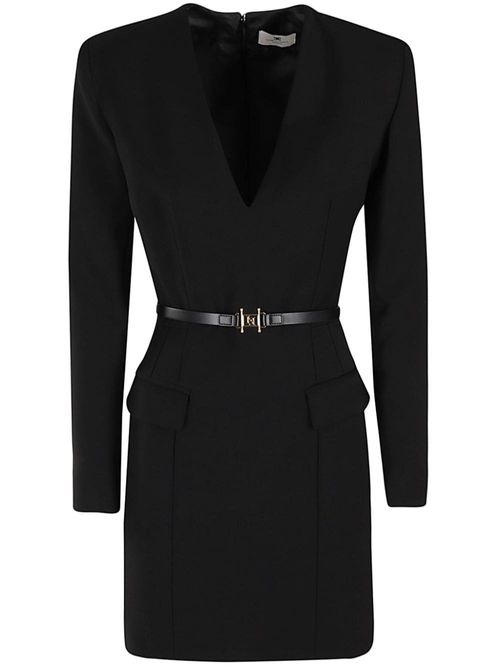 Belted mini dress - Black