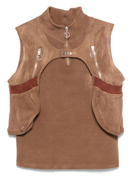 Charlie Constantinou waffle-jersey vest - Brown