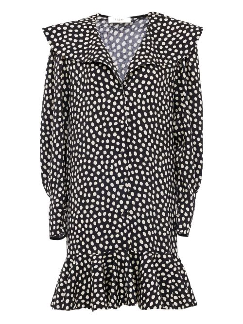 Polka-Dot Silk Dress — Black