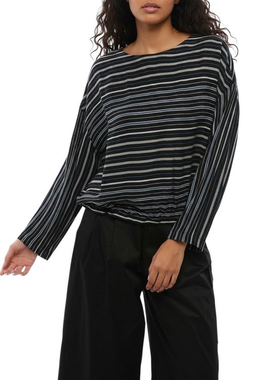Black Stripes Round Neck Top