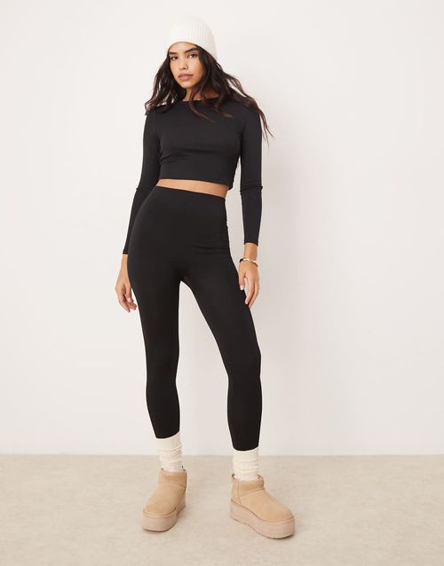 New Look fleece lined seamless leggings in black