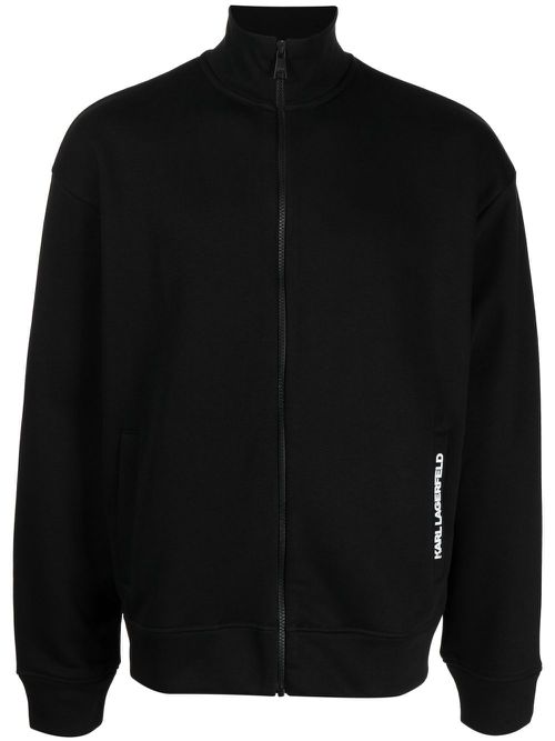 Logo-print zip-up cotton sweatshirt - Black