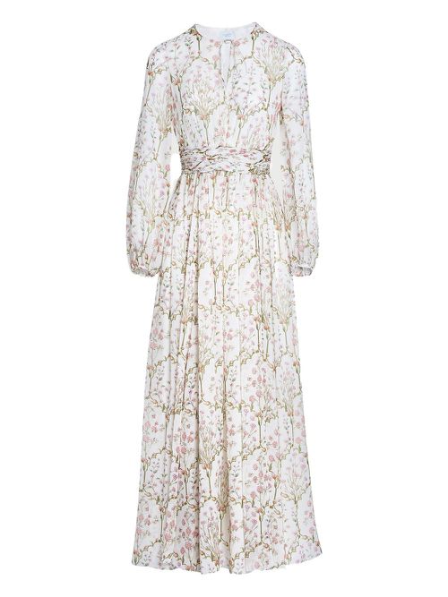 Floral-print long-sleeve dress - White