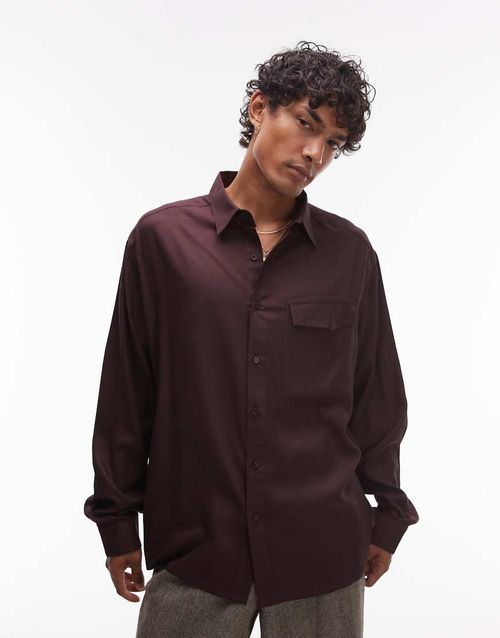Oversized fit shirt in brown