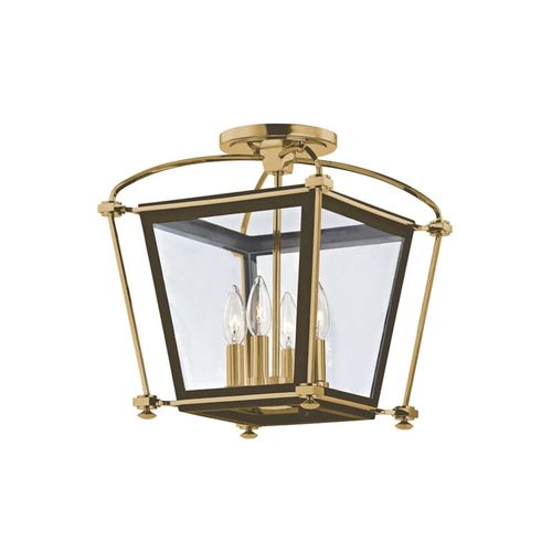 Hollis 4-Light 13" Ceiling Light in Aged Bra