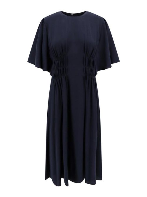 Silk dress with frontal drapery