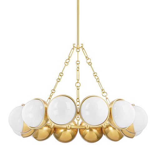 Vintage Polished Brass 12 Light Chandelier from the Althea Collection