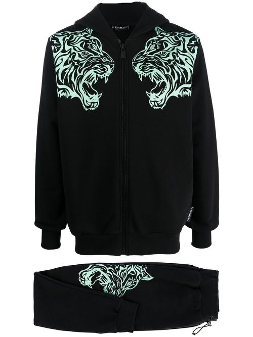 Tiger-print tracksuit set - Black