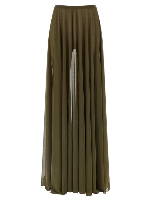 Pleated Polyamide Skirt — Green