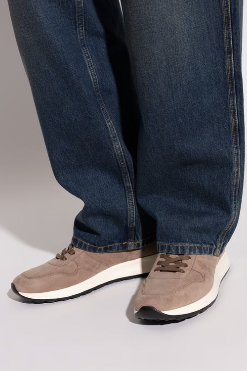 Leather Sports Shoes, Men's, Beige