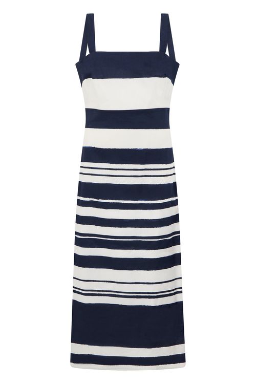 Striped Midi Dress with Thin Straps