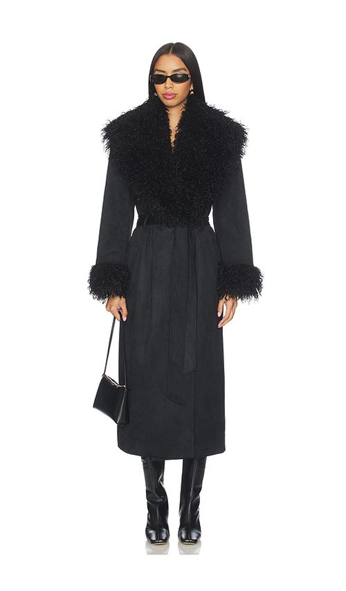 Lovers and Friends Lena Faux Suede Coat in Black. XS also in L, M, S